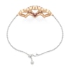 Thumbnail Image 2 of Pink Lab-Created Sapphire Interlocking Heart Trio Bracelet in Sterling Silver and 14K Rose Gold Plate - 7.5"