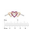 Thumbnail Image 3 of Pink Lab-Created Sapphire Interlocking Heart Trio Bracelet in Sterling Silver and 14K Rose Gold Plate - 7.5"