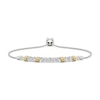 Thumbnail Image 1 of White Lab-Created Sapphire Bolo Bracelet in Sterling Silver and 24K Gold Plate - 9.5&quot;