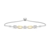 Thumbnail Image 1 of White Lab-Created Sapphire Chain Link Station Bolo Bracelet in Sterling Silver and 24K Gold Plate - 9.5"