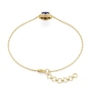Thumbnail Image 2 of Heart-Shaped Blue and White Lab-Created Sapphire Sunburst Frame Bracelet in Sterling Silver with 24K Gold Plate