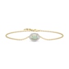 Thumbnail Image 1 of Oval Lab-Created Opal and White Lab-Created Sapphire Frame Bracelet in Sterling Silver with 24K Gold Plate