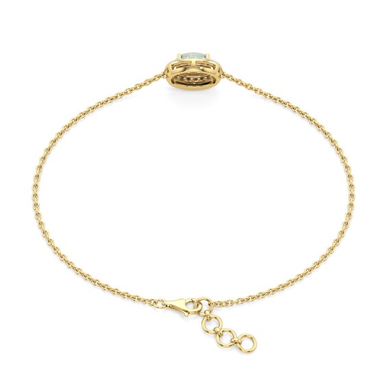 Oval Lab-Created Opal and White Lab-Created Sapphire Frame Bracelet in Sterling Silver with 24K Gold Plate