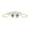 Thumbnail Image 1 of Swiss Blue Topaz and White Lab-Created Sapphire Interlocking Hearts Bracelet in Sterling Silver with 24K Gold Plate