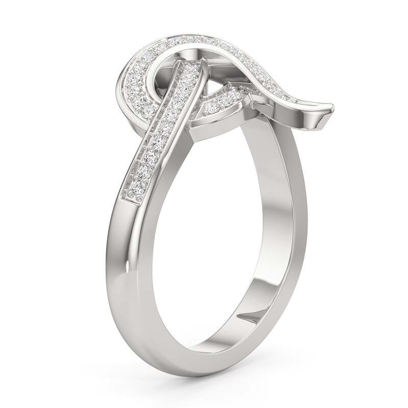 Main Image 2 of Pink and White Lab-Created Sapphire Snake Ring in Sterling Silver