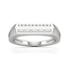 Thumbnail Image 1 of Baguette and Round White Lab-Created Sapphire Bar Ring in Sterling Silver