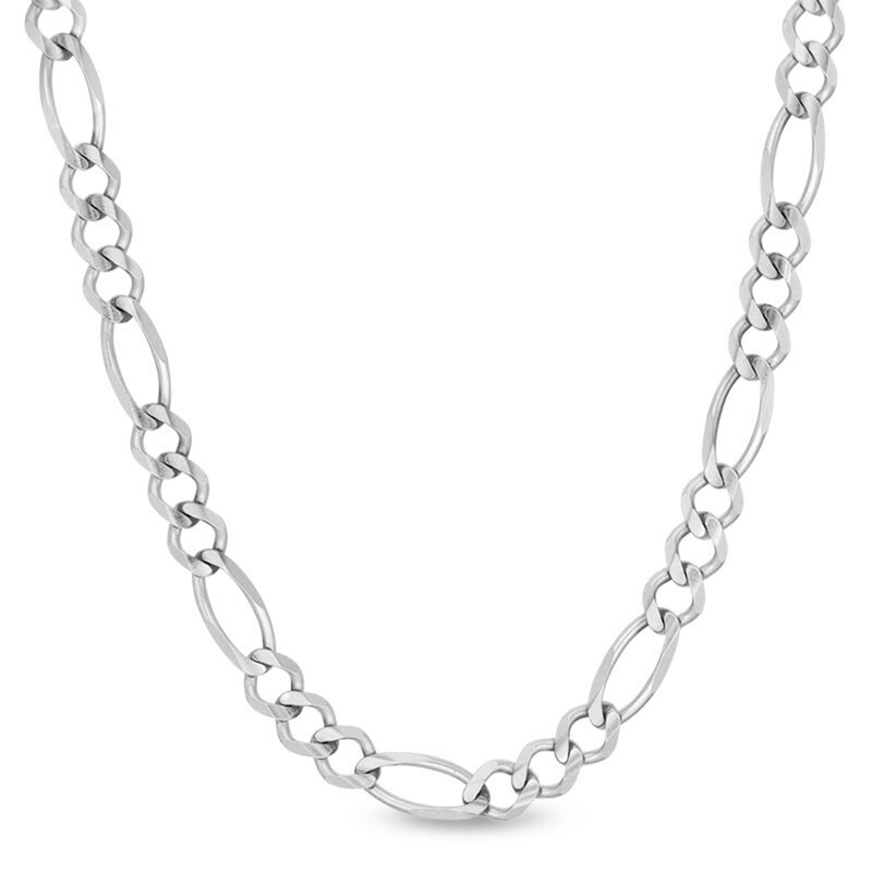 Main Image 1 of 4.6mm Figaro Chain Necklace in Solid 14K White Gold - 22"