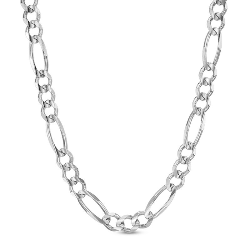 Main Image 1 of 6.0mm Figaro Chain Necklace in Solid 14K White Gold - 24"