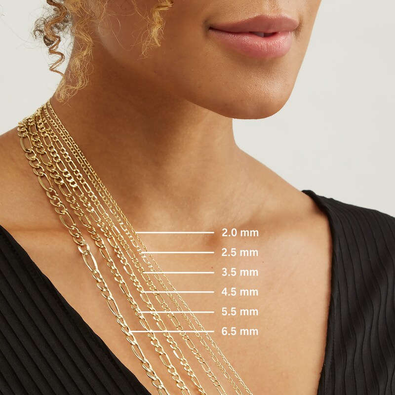 Main Image 3 of 6.0mm Figaro Chain Necklace in Solid 14K White Gold - 24"