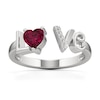 Thumbnail Image 1 of 5.0mm Heart-Shaped Lab-Created Ruby and White Lab-Created Sapphire "Love" Open Shank Ring in Sterling Silver