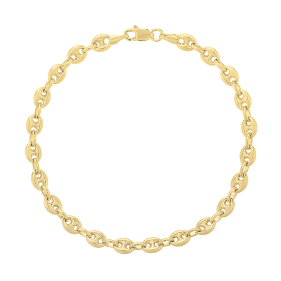 4.7mm Puff Mariner Chain Anklet in Hollow 14K Gold - 10"