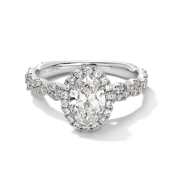 Vera Wang Love Collection 1-5/8 CT. T.w. Oval Certified Lab-Grown Diamond Frame Twist Engagement Ring in White Gold