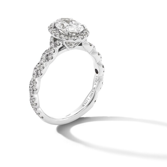 Vera Wang Love Collection 1-5/8 CT. T.w. Oval Certified Lab-Grown Diamond Frame Twist Engagement Ring in White Gold