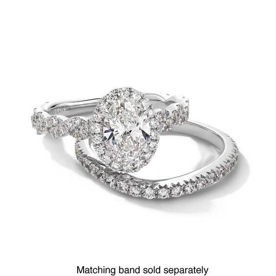Vera Wang Love Collection 1-5/8 CT. T.w. Oval Certified Lab-Grown Diamond Frame Twist Engagement Ring in White Gold