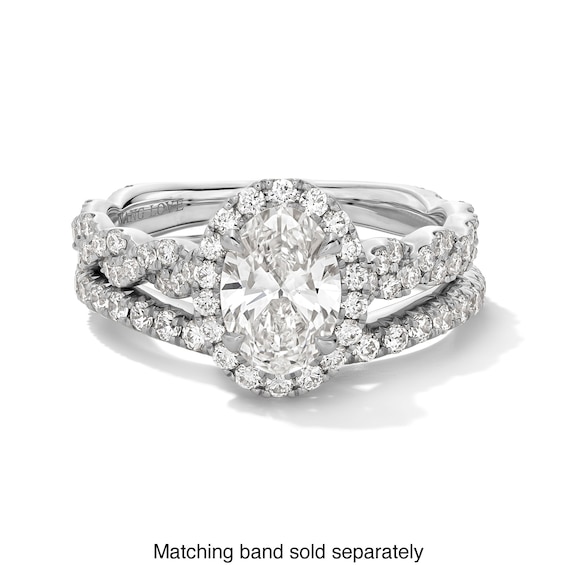 Vera Wang Love Collection 1-5/8 CT. T.w. Oval Certified Lab-Grown Diamond Frame Twist Engagement Ring in White Gold