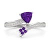 Thumbnail Image 2 of 6.0mm Trillion-Cut Amethyst and White Lab-Created Sapphire Bypass Arrow Ring in Sterling Silver