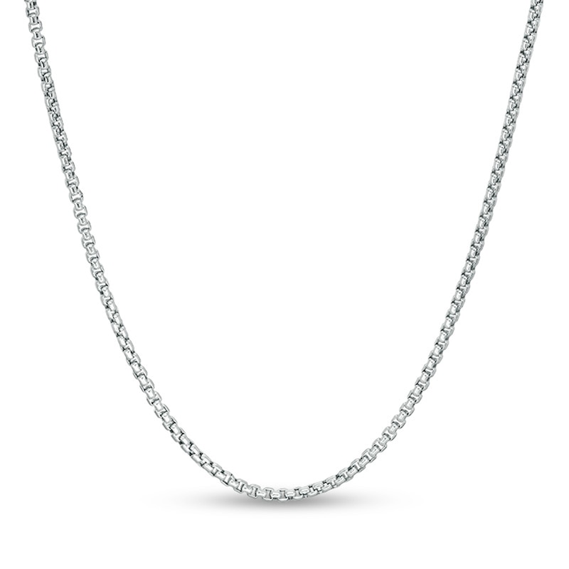 Main Image 1 of 2.5mm Rounded Box Chain Necklace in Hollow 14K White Gold - 24"
