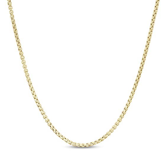 2.5mm Rounded Box Chain Necklace in Hollow 14K Gold - 24"