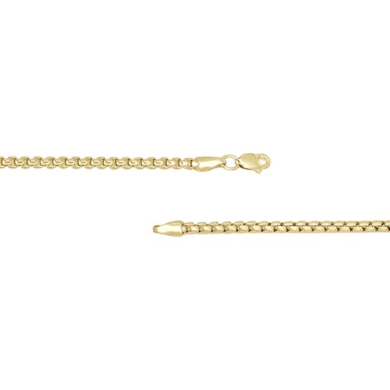 2.5mm Rounded Box Chain Necklace in Hollow 14K Gold - 24"