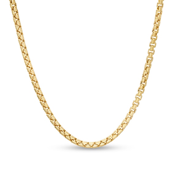 3.4mm Rounded Box Chain Necklace in Hollow 14K Gold - 18"