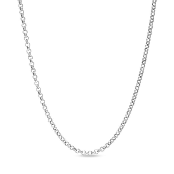 2.5mm Rolo Chain Necklace in Hollow 14K White Gold - 24"