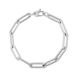 6.1mm Paper Clip Chain Bracelet in Hollow 14K White Gold - 7.5”