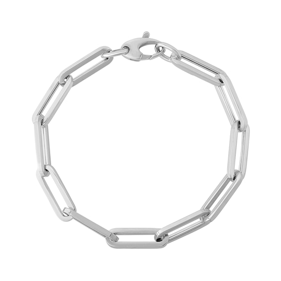 6.1mm Paper Clip Chain Bracelet in Hollow 14K White Gold - 7.5â