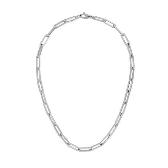 6.1mm Paper Clip Chain Bracelet in Hollow 14K White Gold - 7.5â