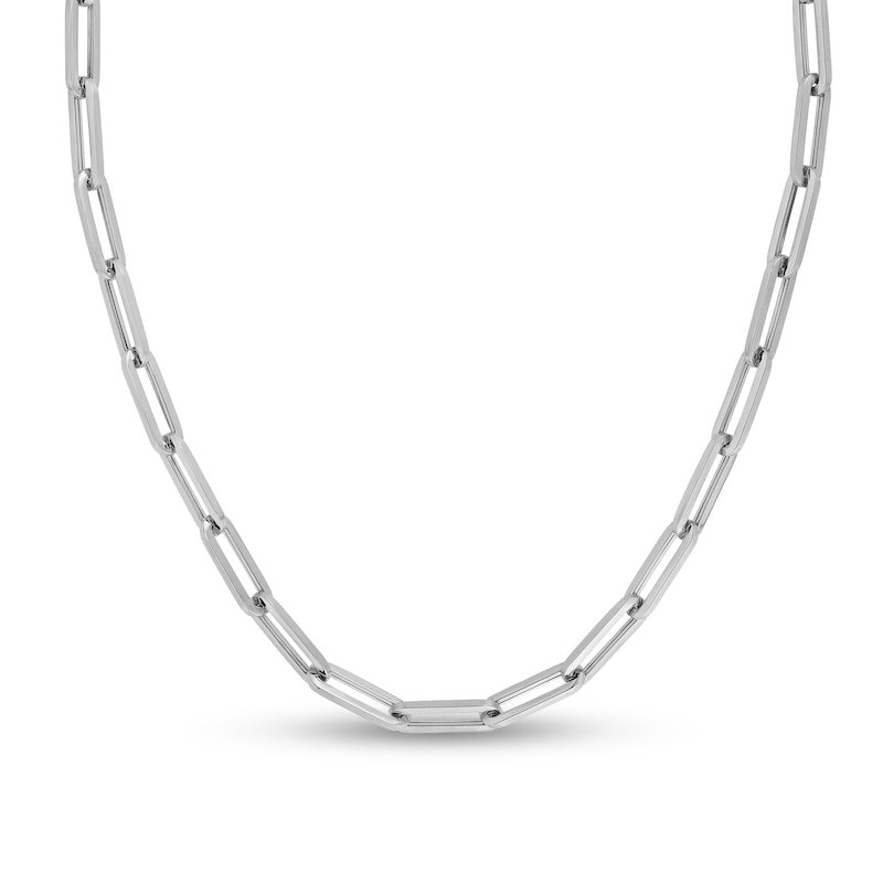 Main Image 1 of 6.1mm Paper Clip Chain Necklace in Hollow 14K White Gold - 18”