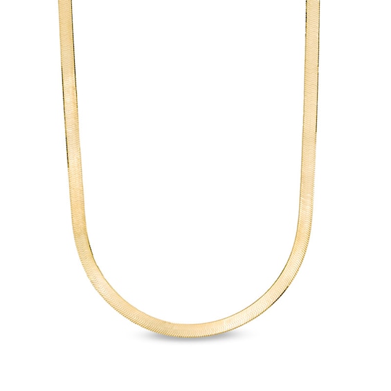 3.8mm Herringbone Chain Necklace in Hollow 14K Gold