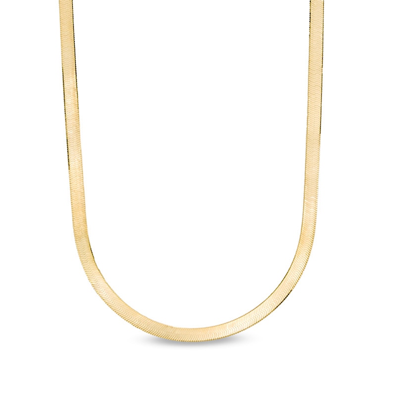 Main Image 1 of 3.8mm Herringbone Chain Necklace in Hollow 14K Gold - 24"