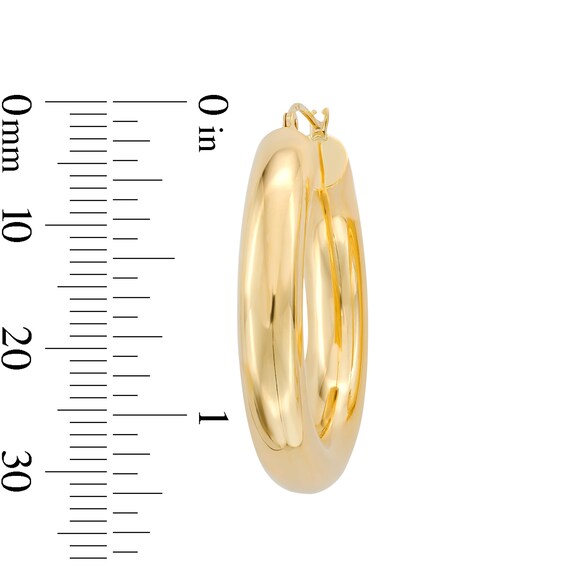 30.0mm Tube Hoop Earrings in Hollow 14K Gold
