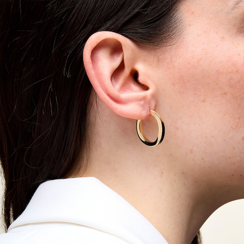 Main Image 2 of 22.0mm Square Tube Oval Hoop Earrings in Hollow 14K Gold