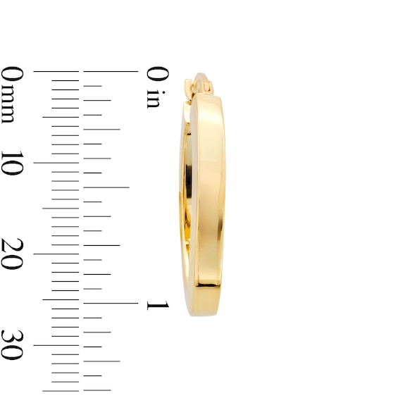 22.0mm Square Tube Oval Hoop Earrings in Hollow 14K Gold