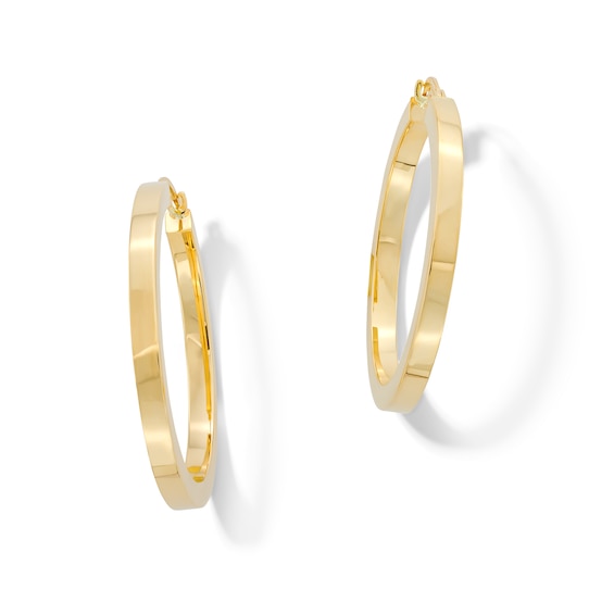 35.0mm Square Tube Hoop Earrings in Hollow 14K Gold