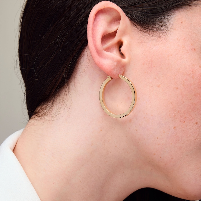 Main Image 2 of 35.0mm Square Tube Hoop Earrings in Hollow 14K Gold