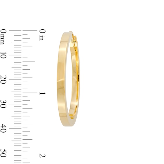 35.0mm Square Tube Hoop Earrings in Hollow 14K Gold
