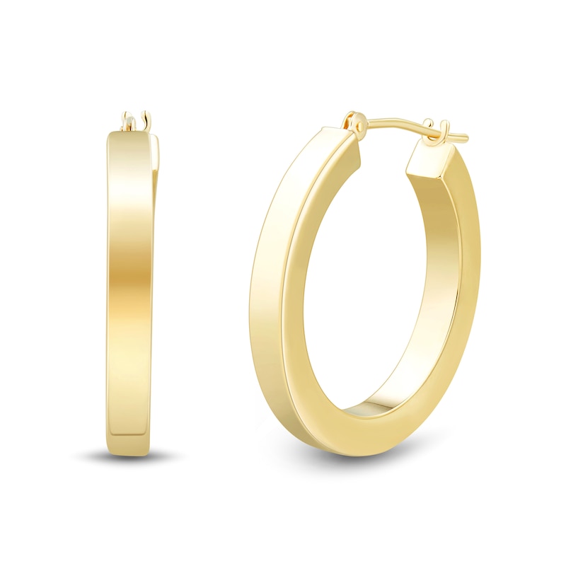 Main Image 1 of 25.0mm Square Tube Hoop Earrings in Hollow 14K Gold
