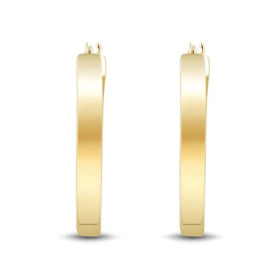 25.0mm Square Tube Hoop Earrings in Hollow 14K Gold