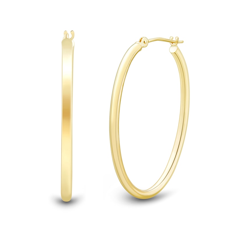 Main Image 1 of 30.0mm Oval Tube Hoop Earrings in Hollow 14K Gold