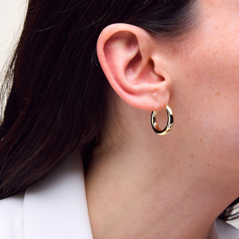 Main Image 2 of 20.0mm Tube Hoop Earrings in Hollow 10K Gold