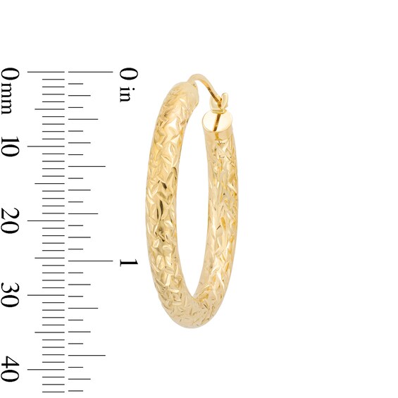 30.0mm Diamond-Cut Tube Hoop Earrings in Hollow 14K Gold