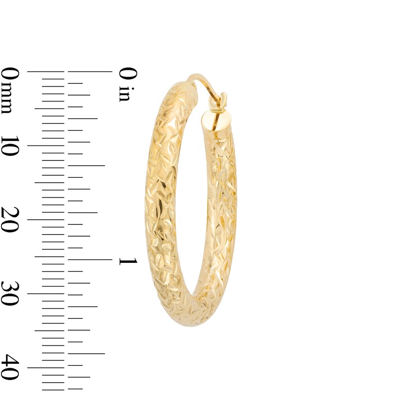 Main Image 3 of 30.0mm Diamond-Cut Tube Hoop Earrings in Hollow 14K Gold