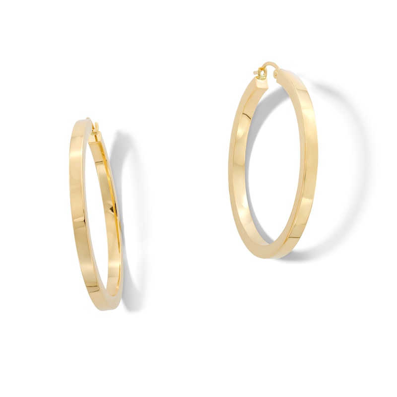 Main Image 1 of 40.0mm Square Tube Hoop Earrings in Hollow 14K Gold