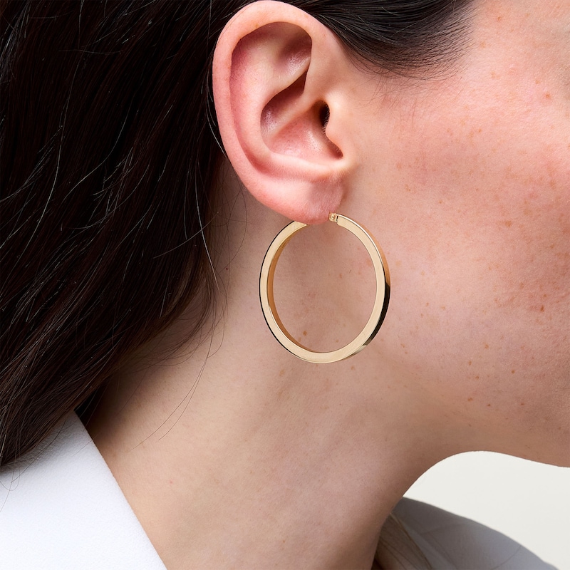 Main Image 2 of 40.0mm Square Tube Hoop Earrings in Hollow 14K Gold