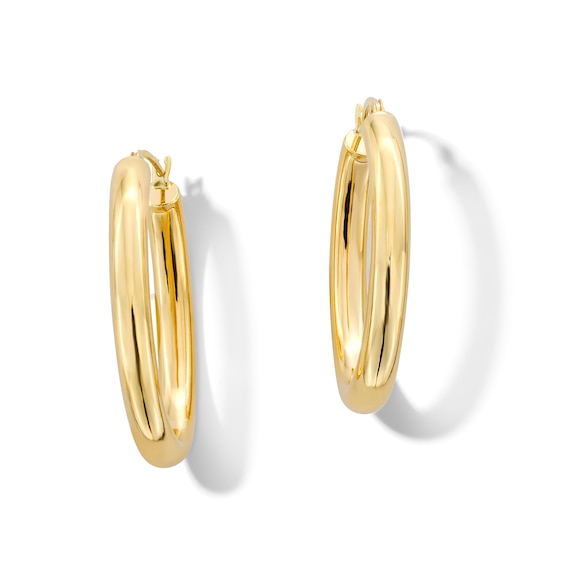 24.0mm Tube Hoop Earrings in Hollow 10K Gold