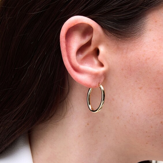 24.0mm Tube Hoop Earrings in Hollow 10K Gold