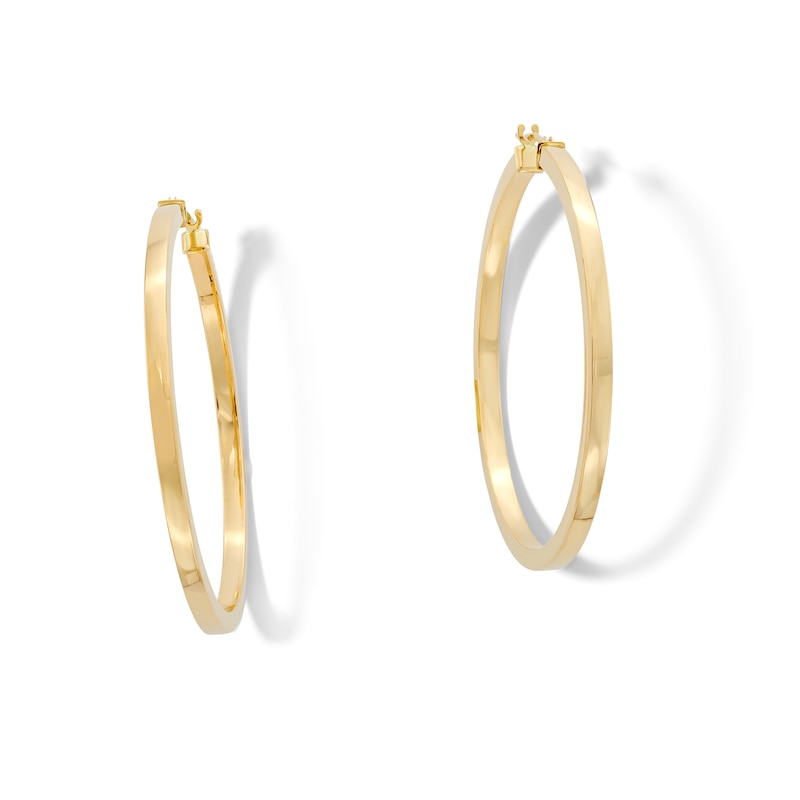 Main Image 1 of 40.0mm Square Tube Hoop Earrings in Hollow 14K Gold
