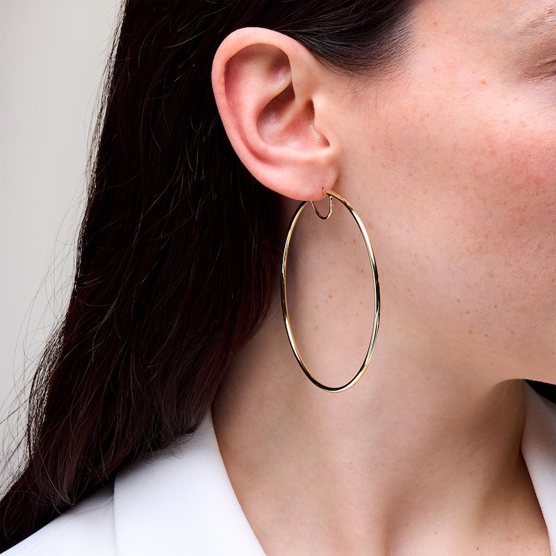 Main Image 2 of 70.0mm Tube Hoop Earrings in Hollow 14K Gold