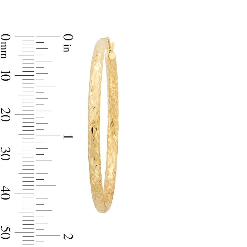 Main Image 3 of 45.0mm Diamond-Cut Tube Hoop Earrings in Hollow 14K Gold